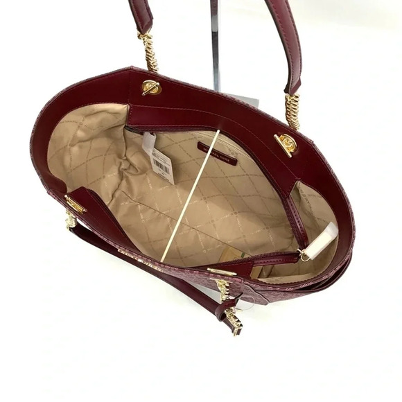 Michael Kors Large Jet Set Travel Chain Shoulder Bag Ruby Red - Picture 8 of 10